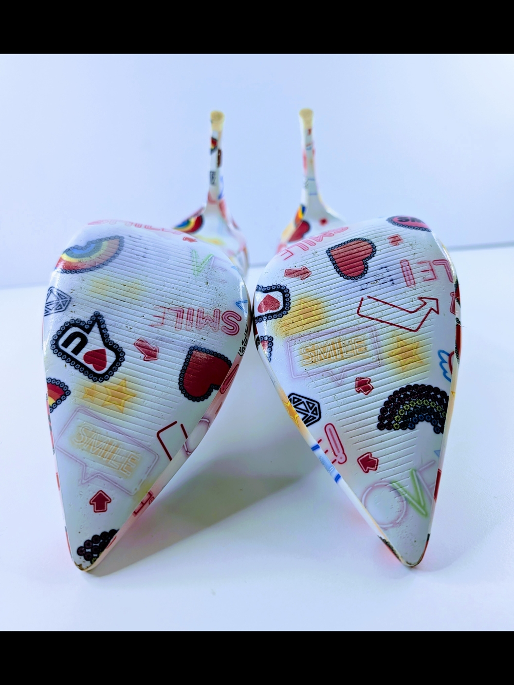 Aldo Stessy Heels Multi-Colored Graffiti Print Woman's Size 6.5 - Picture 3 of 7